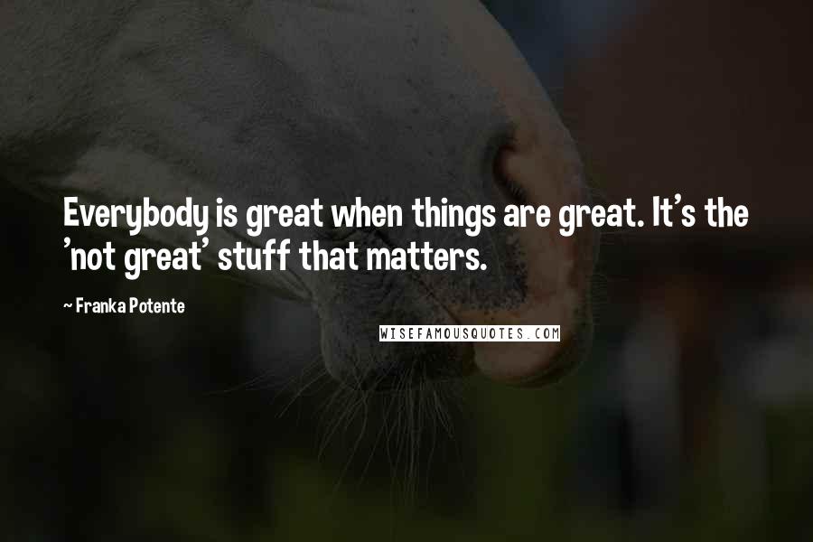 Franka Potente Quotes: Everybody is great when things are great. It's the 'not great' stuff that matters.