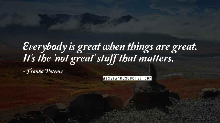 Franka Potente Quotes: Everybody is great when things are great. It's the 'not great' stuff that matters.