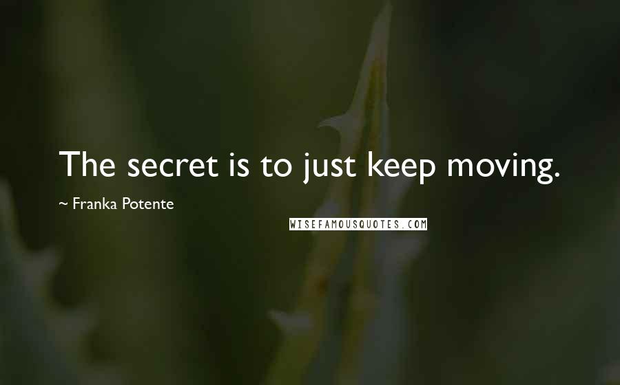 Franka Potente Quotes: The secret is to just keep moving.