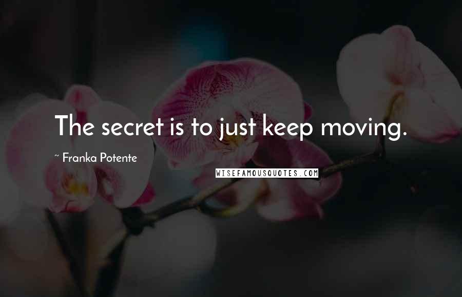 Franka Potente Quotes: The secret is to just keep moving.