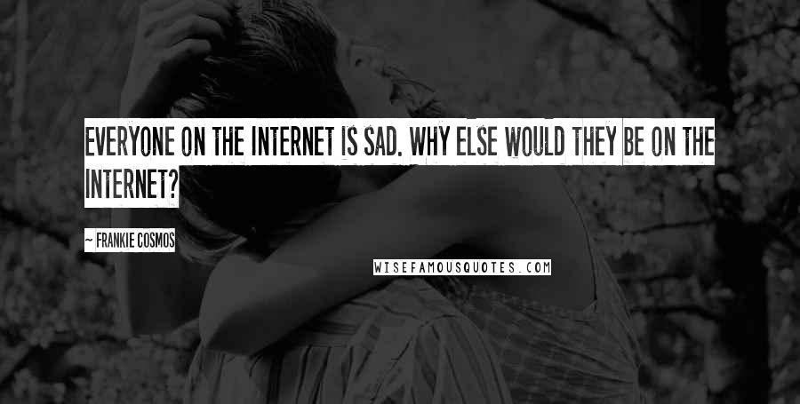 Frankie Cosmos Quotes: Everyone on the Internet is sad. Why else would they be on the Internet?