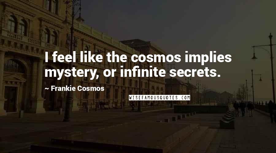 Frankie Cosmos Quotes: I feel like the cosmos implies mystery, or infinite secrets.