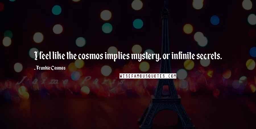 Frankie Cosmos Quotes: I feel like the cosmos implies mystery, or infinite secrets.