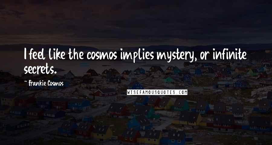 Frankie Cosmos Quotes: I feel like the cosmos implies mystery, or infinite secrets.