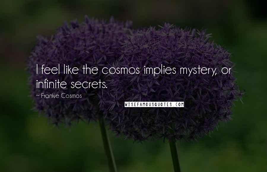 Frankie Cosmos Quotes: I feel like the cosmos implies mystery, or infinite secrets.