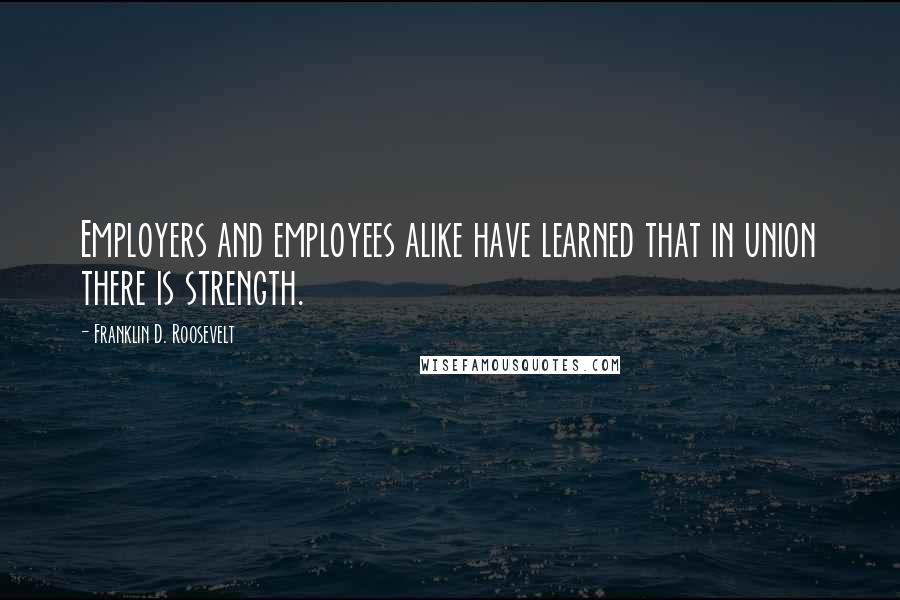 Franklin D. Roosevelt Quotes: Employers and employees alike have learned that in union there is strength.