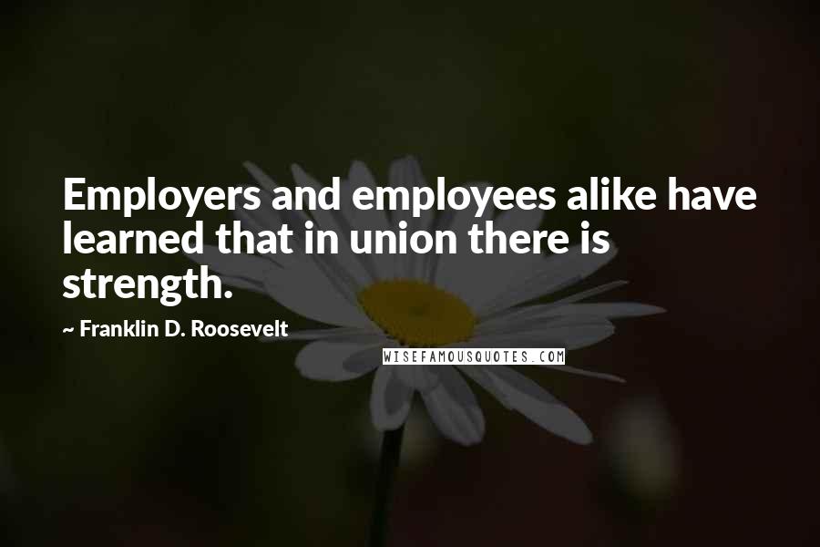 Franklin D. Roosevelt Quotes: Employers and employees alike have learned that in union there is strength.