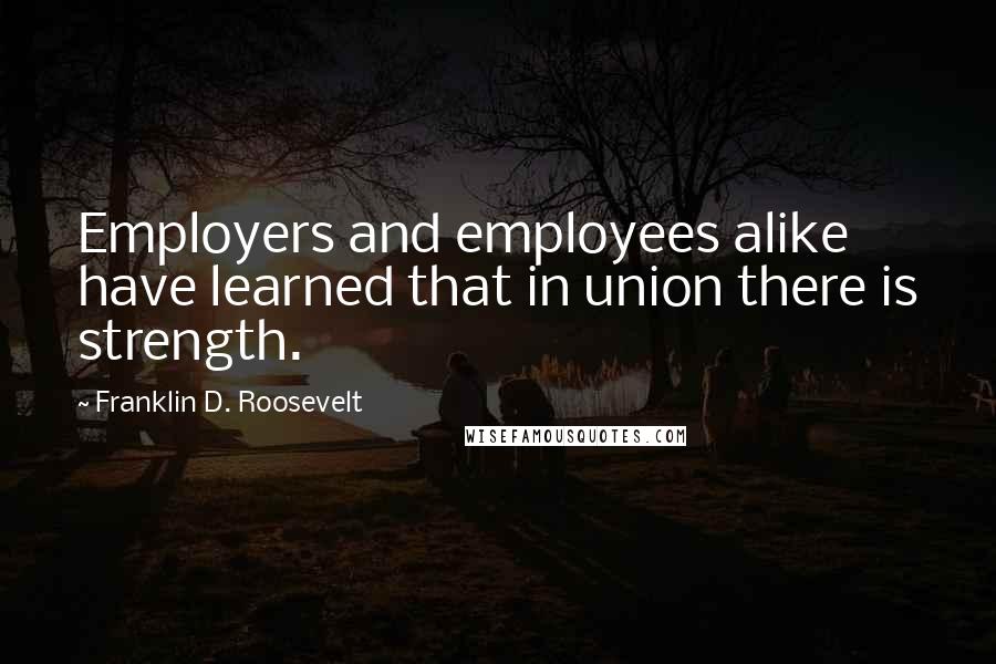 Franklin D. Roosevelt Quotes: Employers and employees alike have learned that in union there is strength.