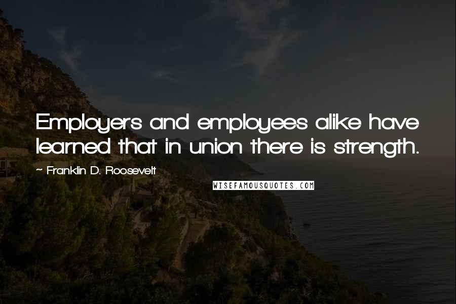 Franklin D. Roosevelt Quotes: Employers and employees alike have learned that in union there is strength.