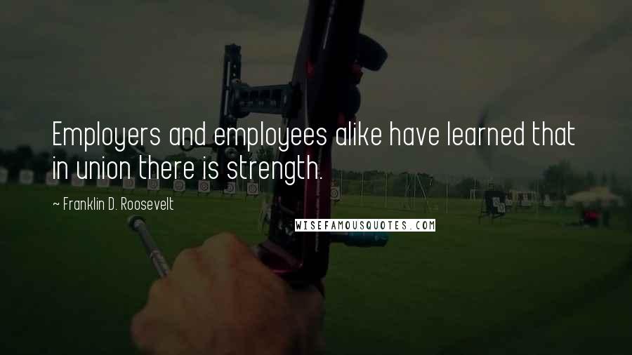 Franklin D. Roosevelt Quotes: Employers and employees alike have learned that in union there is strength.