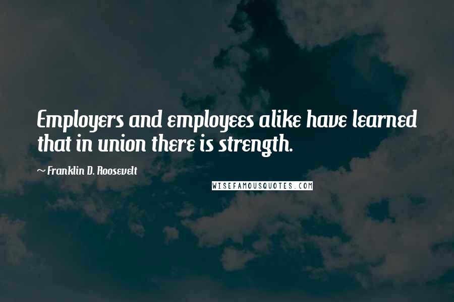 Franklin D. Roosevelt Quotes: Employers and employees alike have learned that in union there is strength.