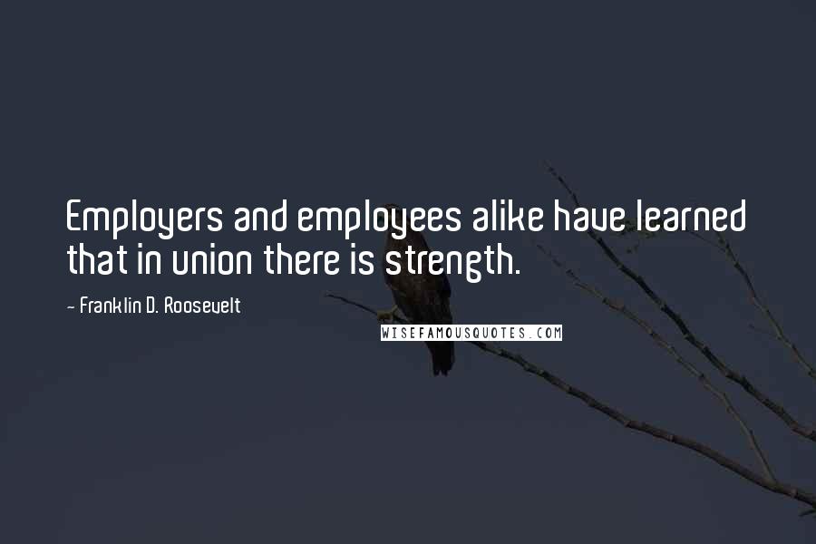 Franklin D. Roosevelt Quotes: Employers and employees alike have learned that in union there is strength.