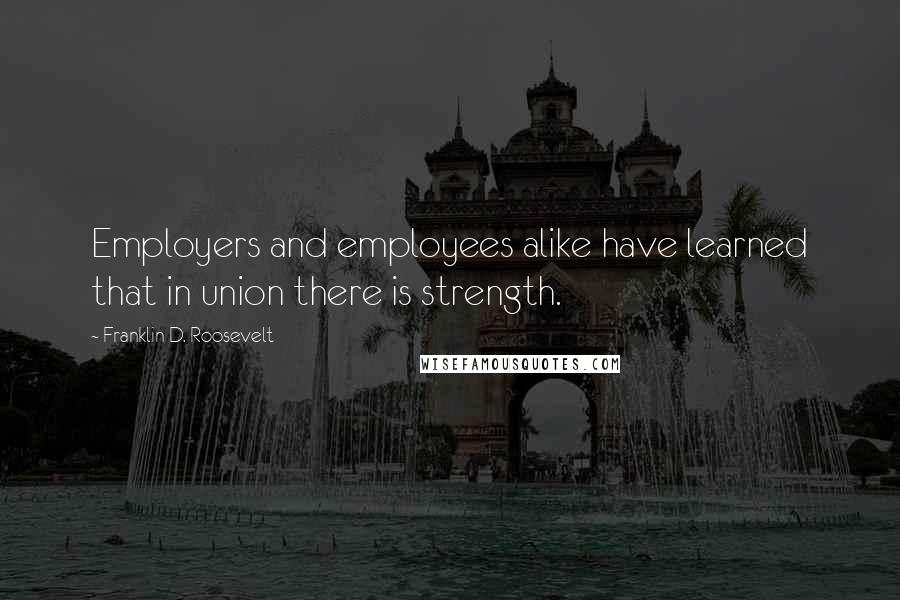 Franklin D. Roosevelt Quotes: Employers and employees alike have learned that in union there is strength.