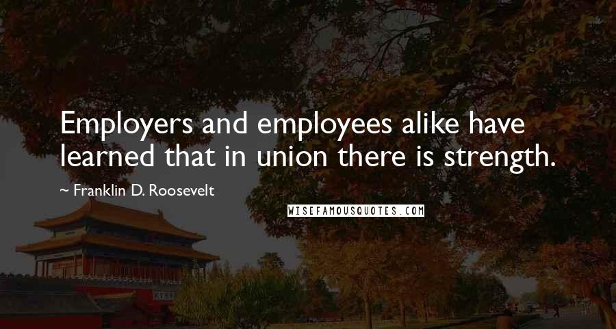 Franklin D. Roosevelt Quotes: Employers and employees alike have learned that in union there is strength.