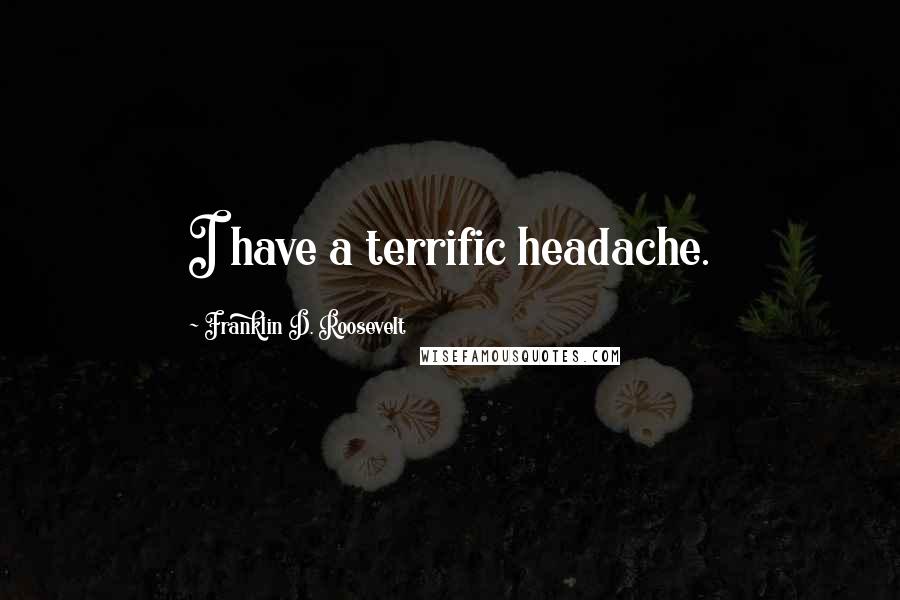 Franklin D. Roosevelt Quotes: I have a terrific headache.