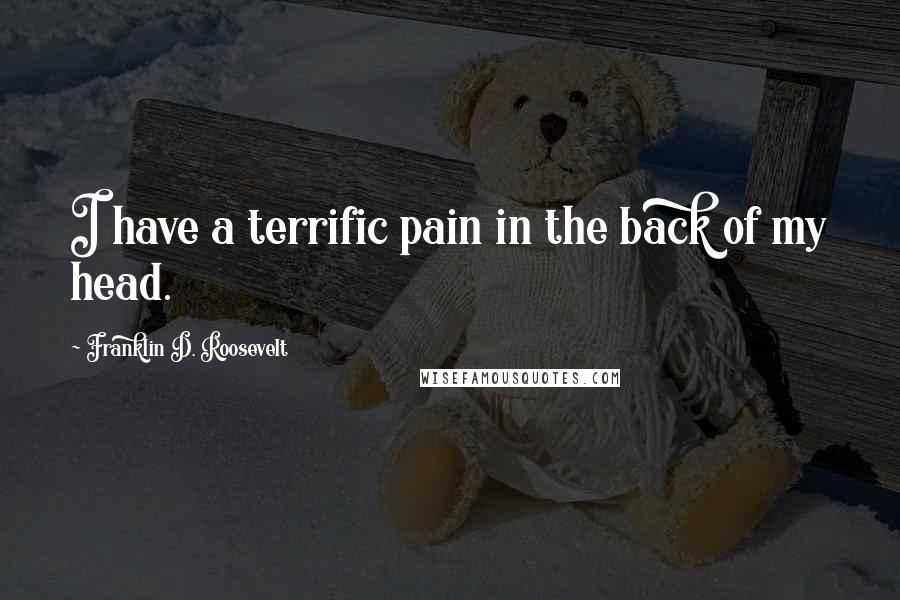 Franklin D. Roosevelt Quotes: I have a terrific pain in the back of my head.