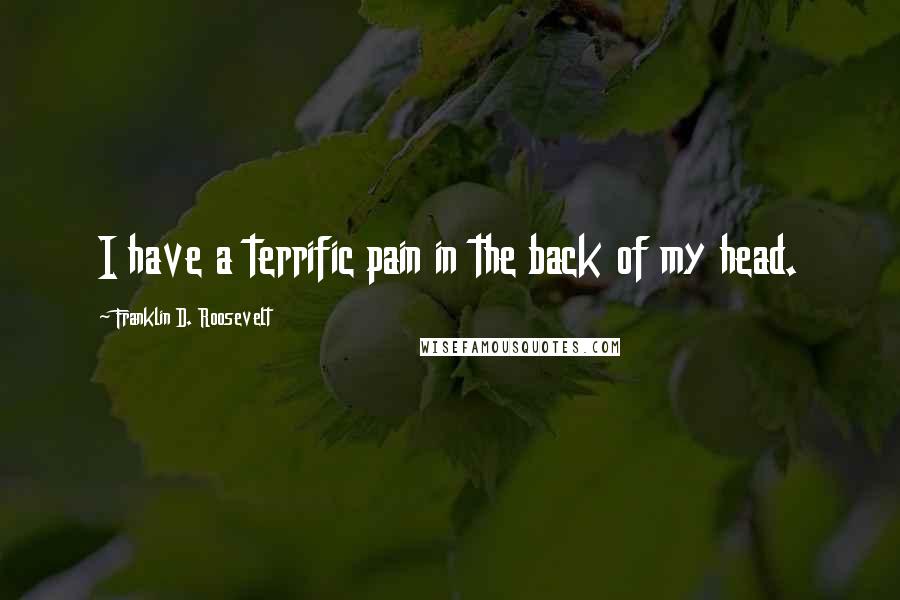 Franklin D. Roosevelt Quotes: I have a terrific pain in the back of my head.