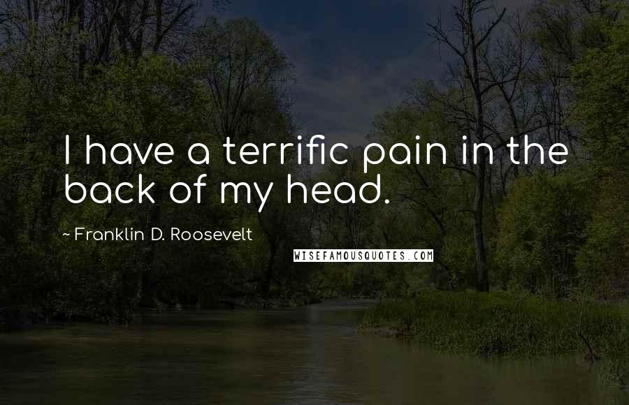 Franklin D. Roosevelt Quotes: I have a terrific pain in the back of my head.