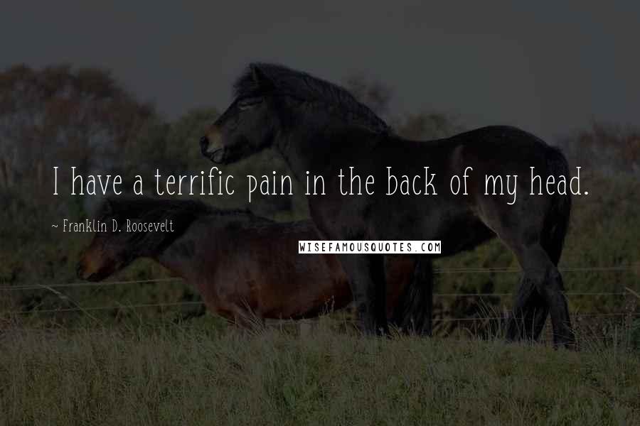 Franklin D. Roosevelt Quotes: I have a terrific pain in the back of my head.