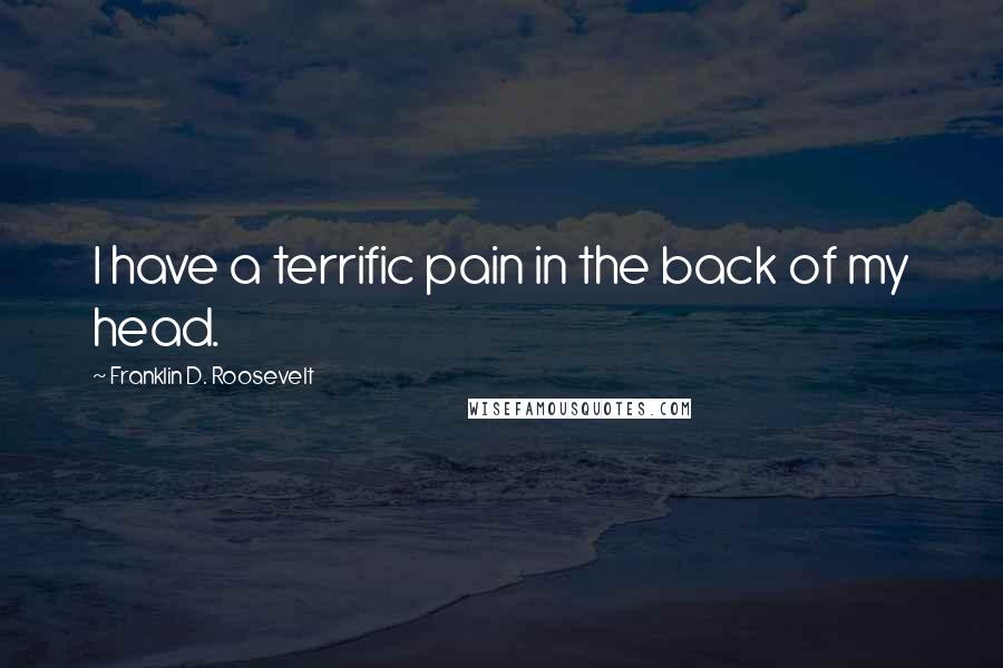 Franklin D. Roosevelt Quotes: I have a terrific pain in the back of my head.