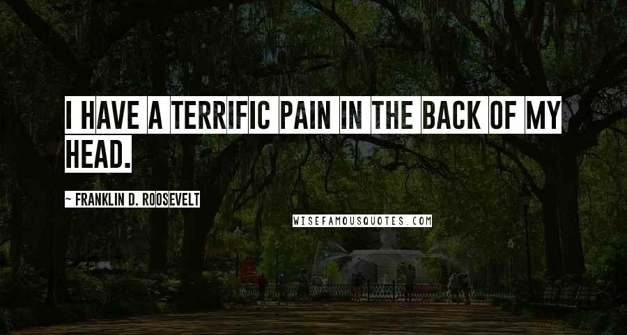 Franklin D. Roosevelt Quotes: I have a terrific pain in the back of my head.