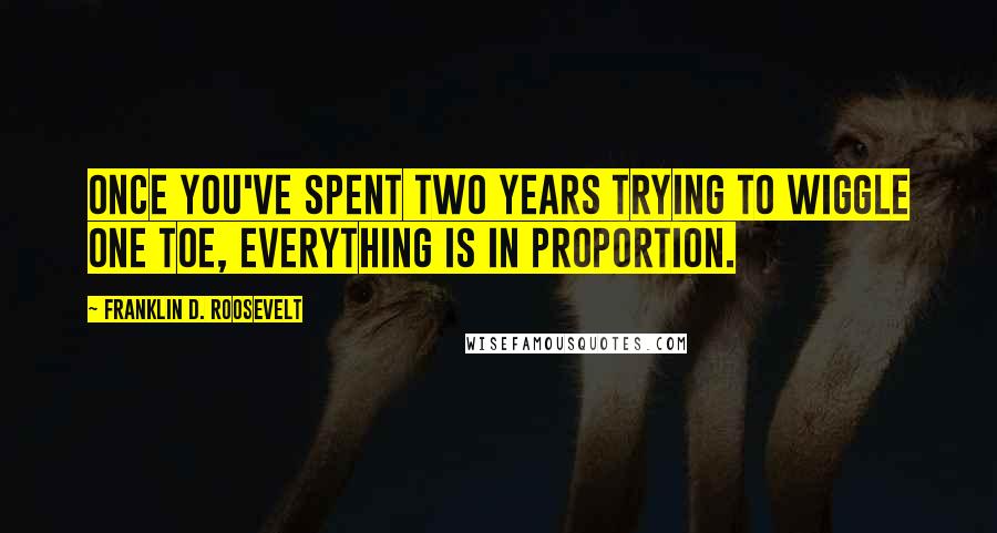 Franklin D. Roosevelt Quotes: Once you've spent two years trying to wiggle one toe, everything is in proportion.