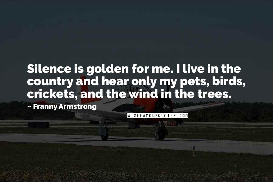 Franny Armstrong Quotes: Silence is golden for me. I live in the country and hear only my pets, birds, crickets, and the wind in the trees.