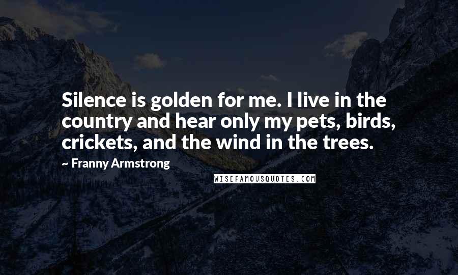 Franny Armstrong Quotes: Silence is golden for me. I live in the country and hear only my pets, birds, crickets, and the wind in the trees.