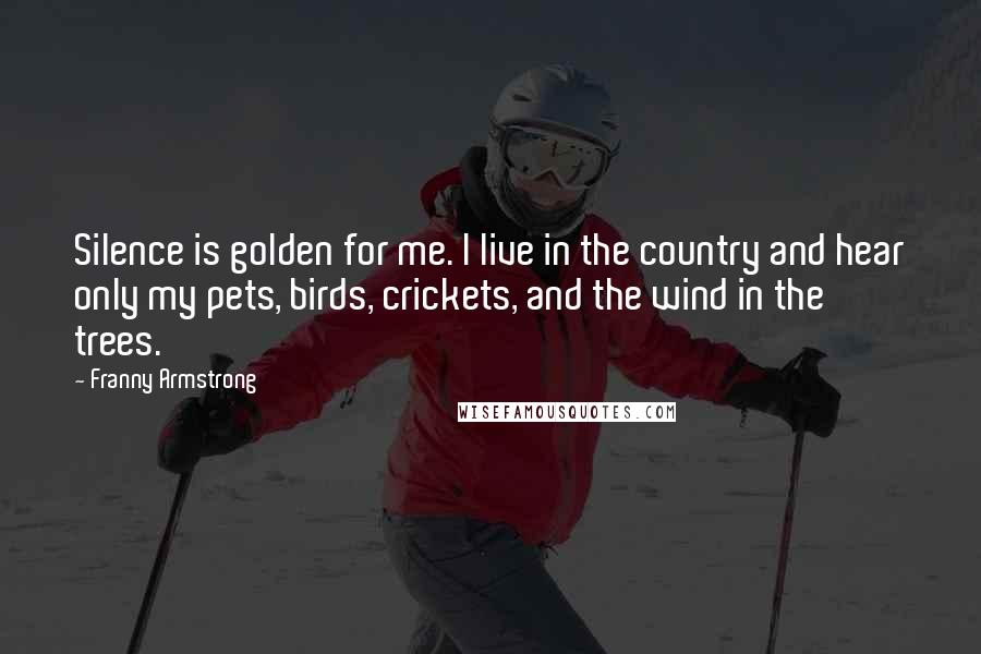 Franny Armstrong Quotes: Silence is golden for me. I live in the country and hear only my pets, birds, crickets, and the wind in the trees.