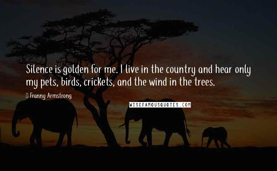 Franny Armstrong Quotes: Silence is golden for me. I live in the country and hear only my pets, birds, crickets, and the wind in the trees.