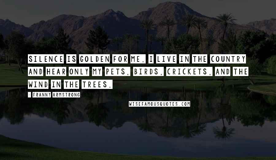 Franny Armstrong Quotes: Silence is golden for me. I live in the country and hear only my pets, birds, crickets, and the wind in the trees.