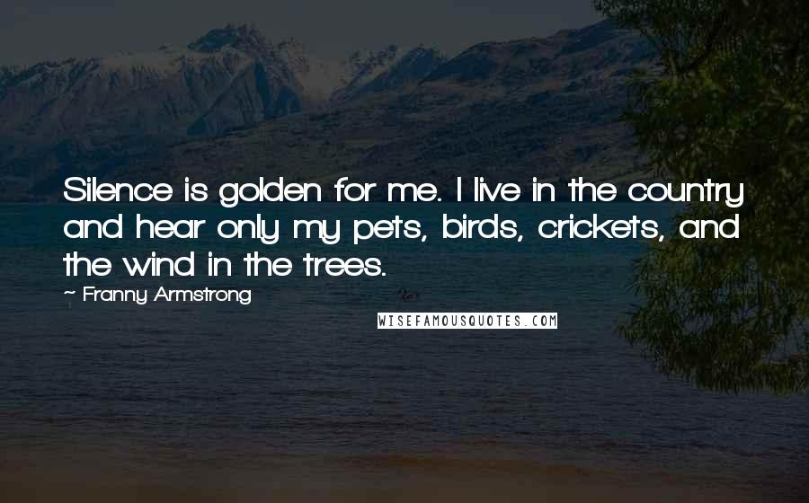 Franny Armstrong Quotes: Silence is golden for me. I live in the country and hear only my pets, birds, crickets, and the wind in the trees.