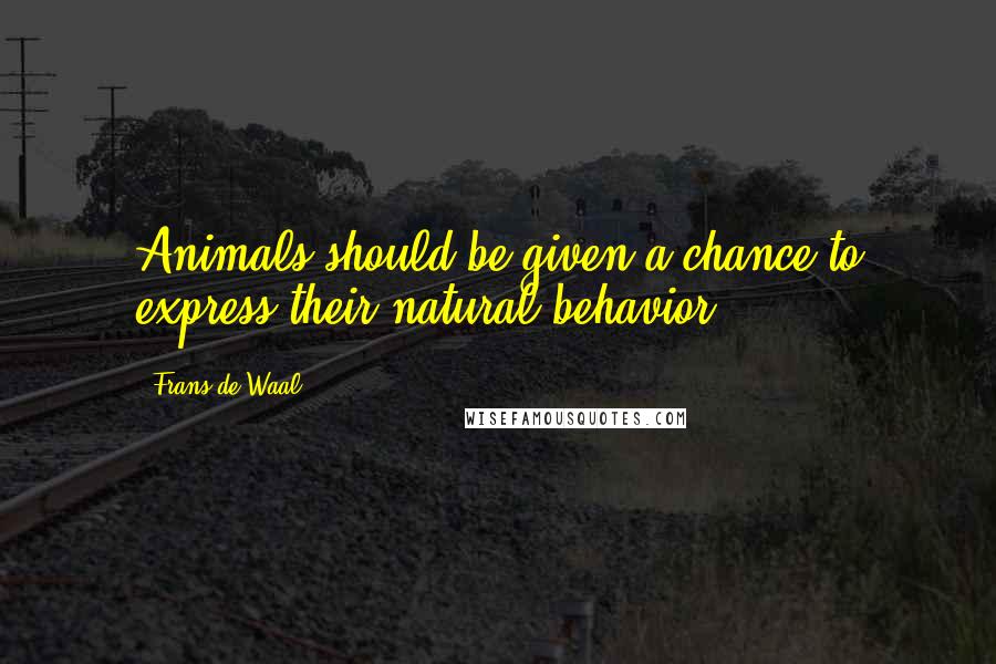 Frans De Waal Quotes: Animals should be given a chance to express their natural behavior.