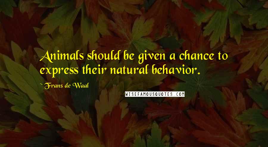 Frans De Waal Quotes: Animals should be given a chance to express their natural behavior.