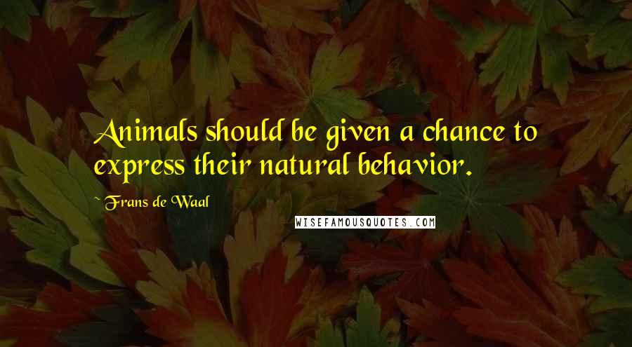 Frans De Waal Quotes: Animals should be given a chance to express their natural behavior.