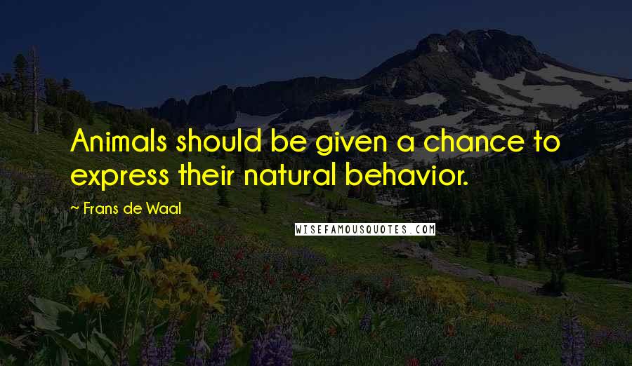 Frans De Waal Quotes: Animals should be given a chance to express their natural behavior.