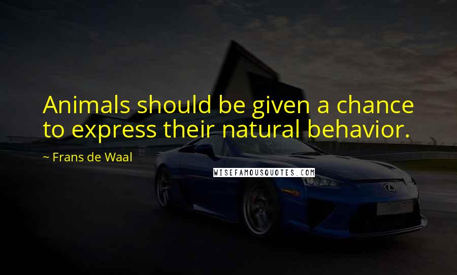 Frans De Waal Quotes: Animals should be given a chance to express their natural behavior.