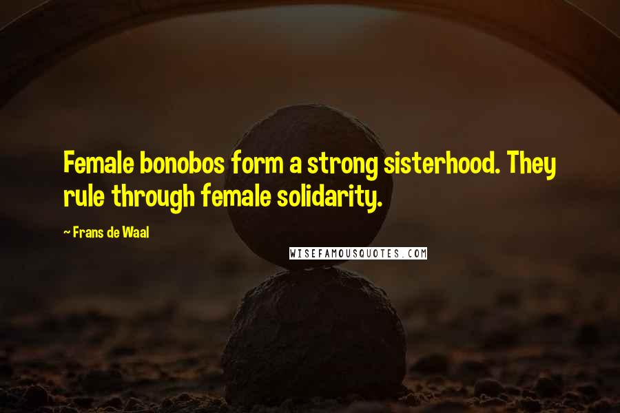 Frans De Waal Quotes: Female bonobos form a strong sisterhood. They rule through female solidarity.