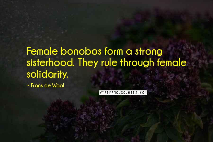 Frans De Waal Quotes: Female bonobos form a strong sisterhood. They rule through female solidarity.