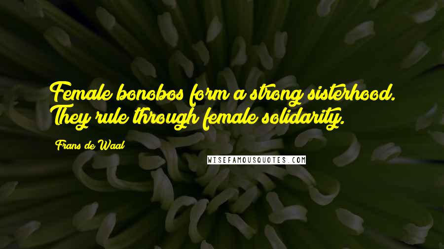 Frans De Waal Quotes: Female bonobos form a strong sisterhood. They rule through female solidarity.