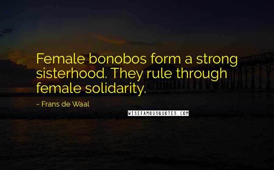 Frans De Waal Quotes: Female bonobos form a strong sisterhood. They rule through female solidarity.