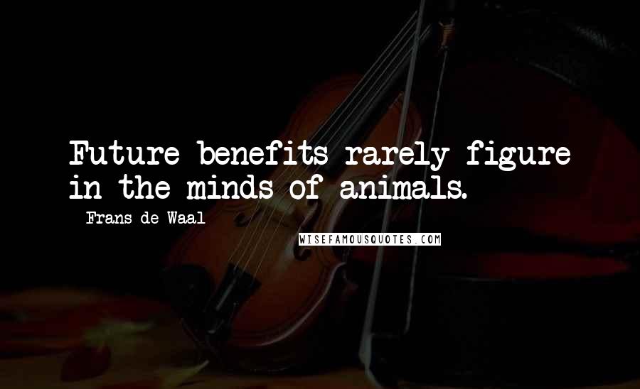 Frans De Waal Quotes: Future benefits rarely figure in the minds of animals.