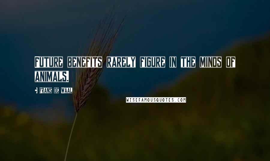 Frans De Waal Quotes: Future benefits rarely figure in the minds of animals.