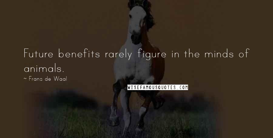 Frans De Waal Quotes: Future benefits rarely figure in the minds of animals.
