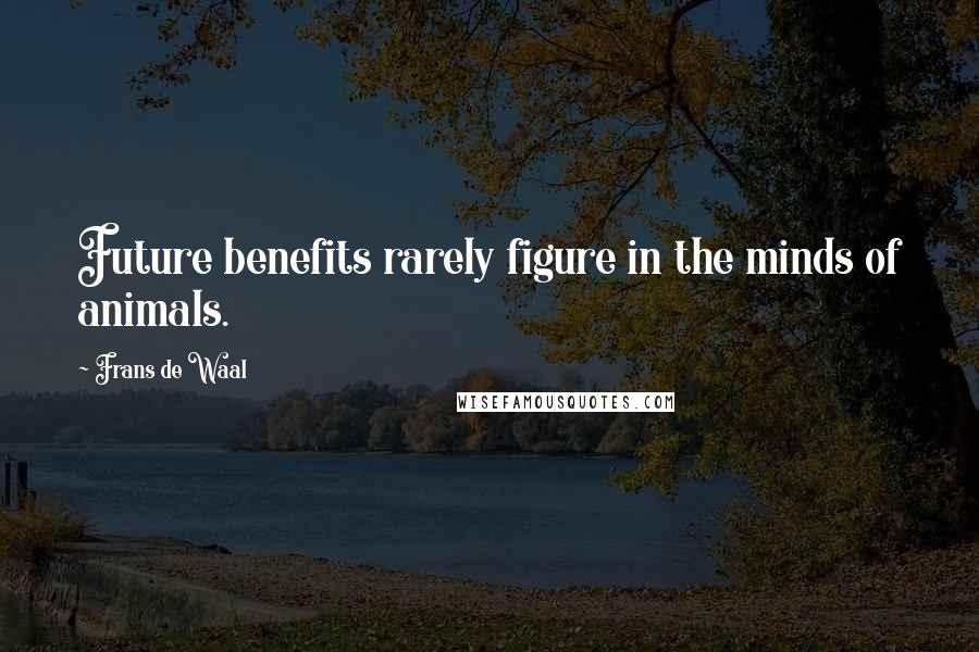 Frans De Waal Quotes: Future benefits rarely figure in the minds of animals.