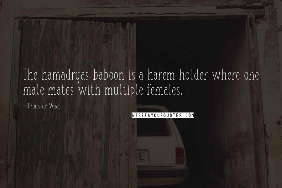 Frans De Waal Quotes: The hamadryas baboon is a harem holder where one male mates with multiple females.