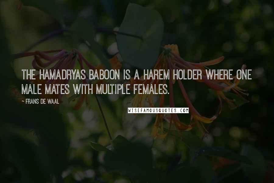 Frans De Waal Quotes: The hamadryas baboon is a harem holder where one male mates with multiple females.