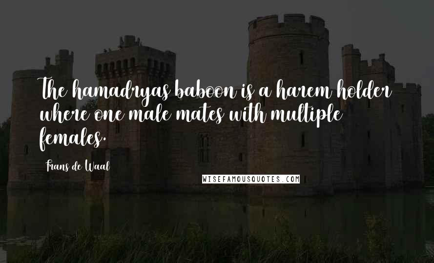 Frans De Waal Quotes: The hamadryas baboon is a harem holder where one male mates with multiple females.