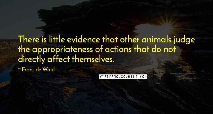 Frans De Waal Quotes: There is little evidence that other animals judge the appropriateness of actions that do not directly affect themselves.