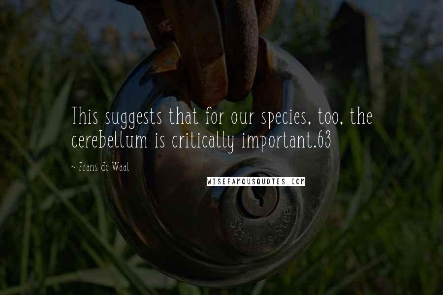 Frans De Waal Quotes: This suggests that for our species, too, the cerebellum is critically important.63